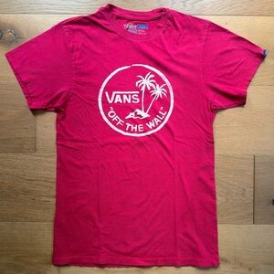 Vans Skater Y2K Dual Palm Tree T-Shirt Off The Wall Red Mens Small